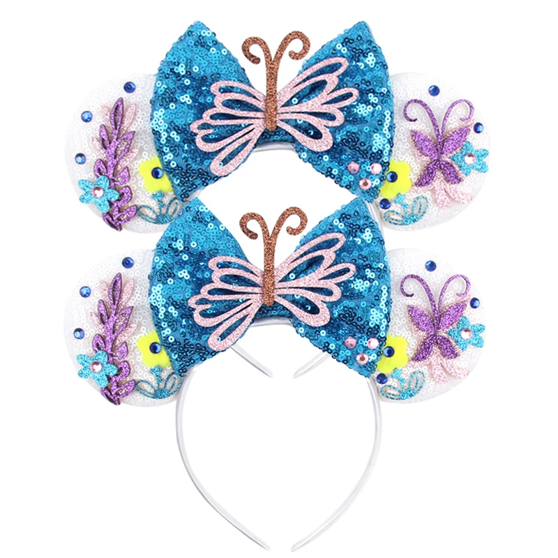 

New Chic Mickey Mouse Ears Headband Girls Sequin Hair Bow Butterfly Hairband Party Headwear Adult Kids Festival Hair Accessory