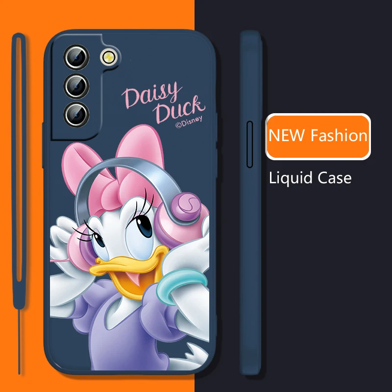 

Donald Duck Fashion Phone Case For Samsung Galaxy S22 S21 S20 S10 S9 Ultra Plus Pro FE Liquid Rope Candy Color Shell Coque Capa
