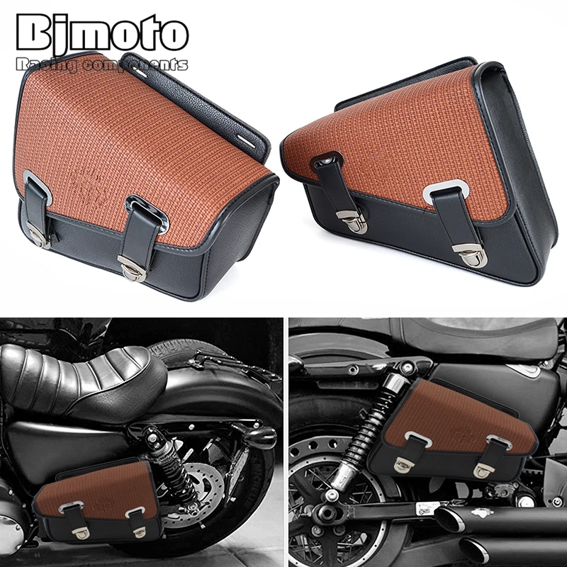 Universal Motorcycle PU Leather Saddlebag Waterproof Toolkit for Harley Yamaha Honda Suzuki Side Saddle Bag