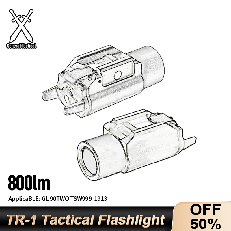 

Tactical TR 1 HL Pistol Hanging Light Strobe Metal 800 Lumens CNC Powerful Flashlight For Glock 17 19 X300 X400 Hunting Airsoft
