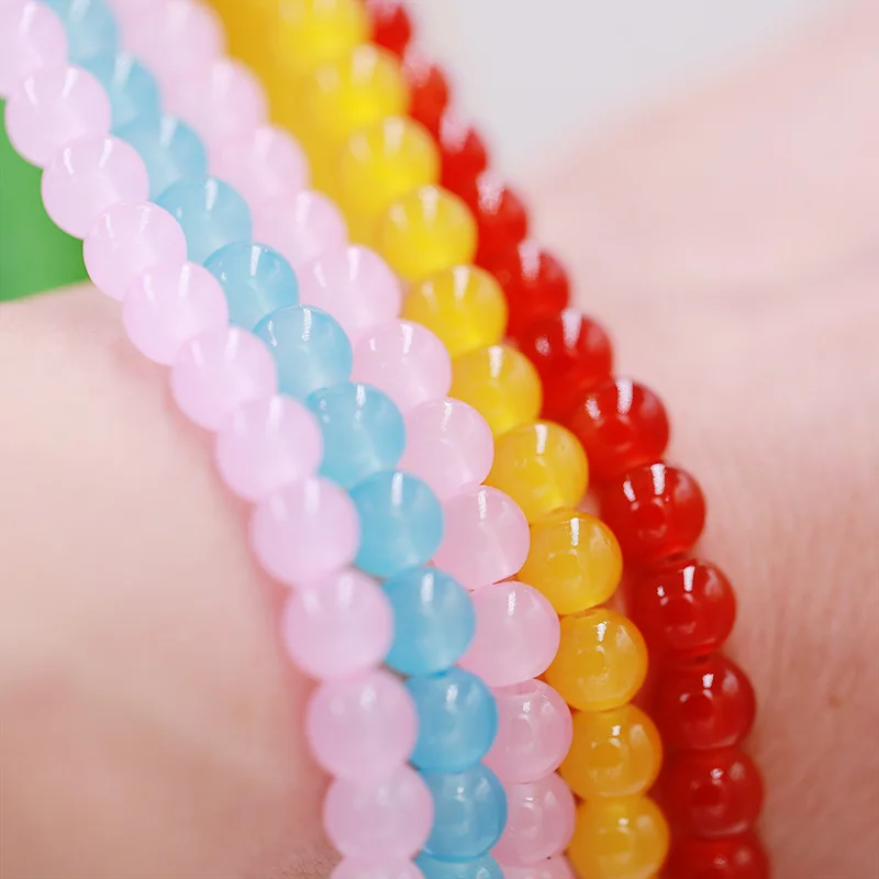 

26 Colors Glass Crystal Round Beads 4 6 8 10MM Straight Hole Glitter Imitation of Jade Loose Stones for DIY Sewing Accessories