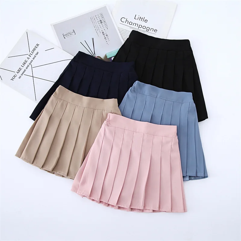 

Girls Pleated Skirt Spring Summer 2022 Solid Color All-match A-line College Short Skirts Girl Foreign Style Children's Clothes