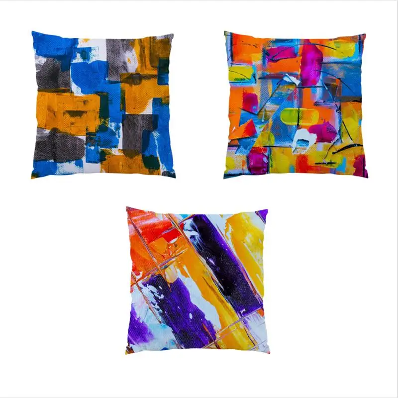 

Decoration Home Bed Pillow Cover 45x45 Living Room Gift Simple Throw Pillow Covers Abstract Street Art Color Geometry 2023 E0308