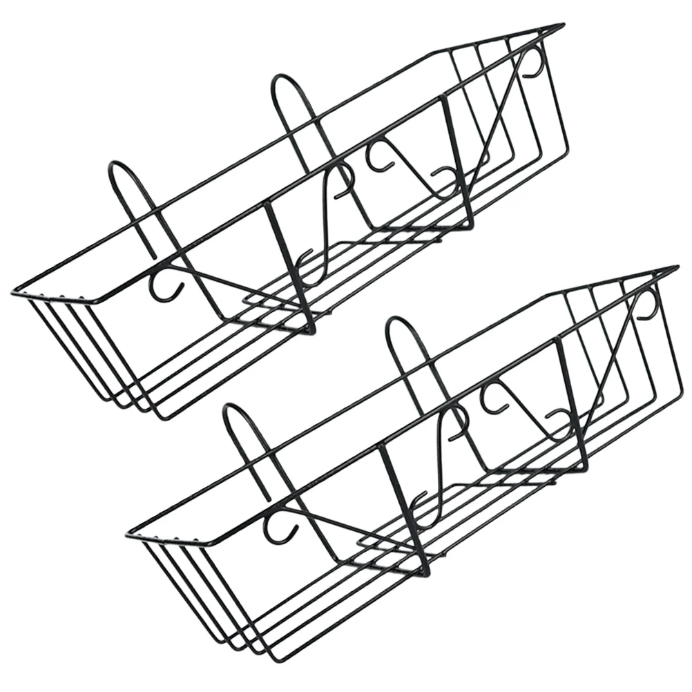 

2 Pcs Fence Pot Hangers Plants Outdoor Garden Baskets Balcony Adjustable Hanging Iron Planters Rack Flowerpot Holder