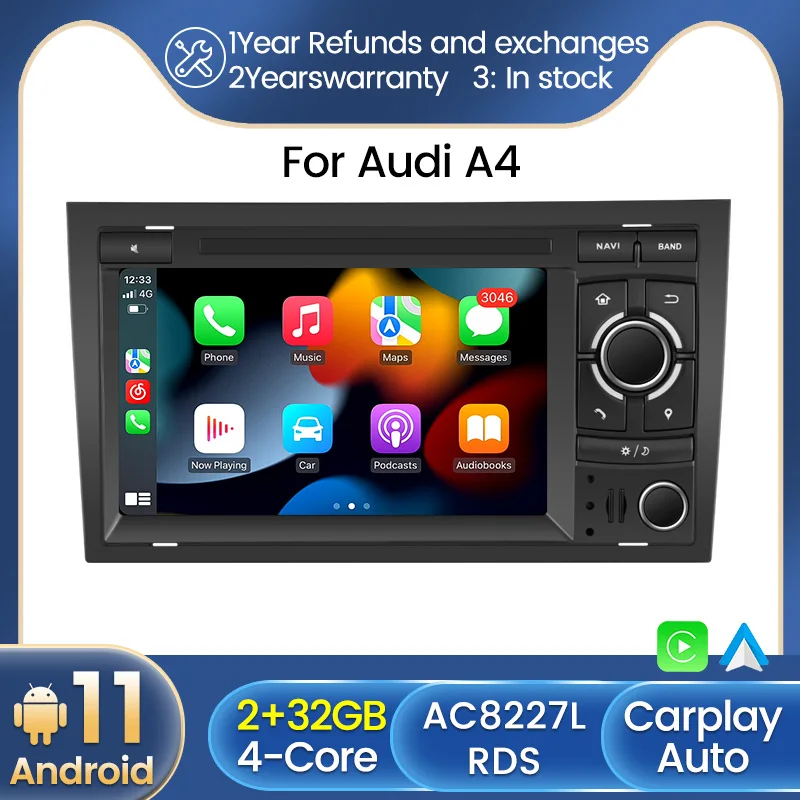 2DIN Android 11 автомобильный мультимедийный плеер радио для Audi A4 B8 B6 B7 S4 RS4 SEAT Exeo 2002-2008 RDS