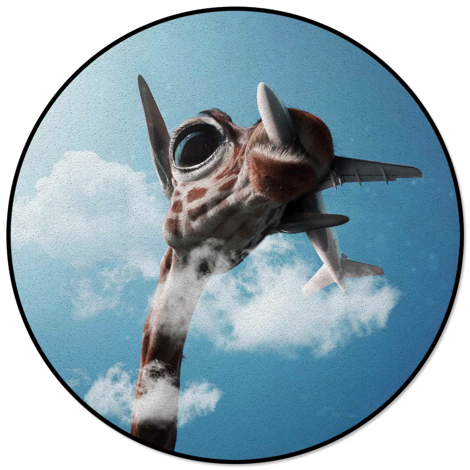 

Giraffe Airplane Cloud Pattern Rugs And Carpets For Home Living Room Round Rug For Children Rooms Non-slip