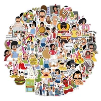 100 sheets cartoon drama bobs burger shop graffiti stickers decorating suitcases waterproof stickers anime stickers
