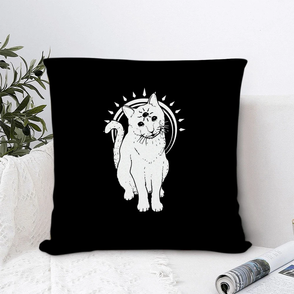 

Psychic Kitty Polyester Pillow Cover Decorative Pillows for Sofa Bedroom Pillow Cases Home Decor Cushion Covers 45*45cm