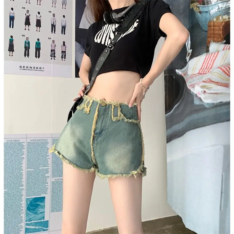 Shorts Women Distressed Daliy Students Summer Patchwork High Street Fashion Simple All-match Comfortable Korean Style Chic Loose