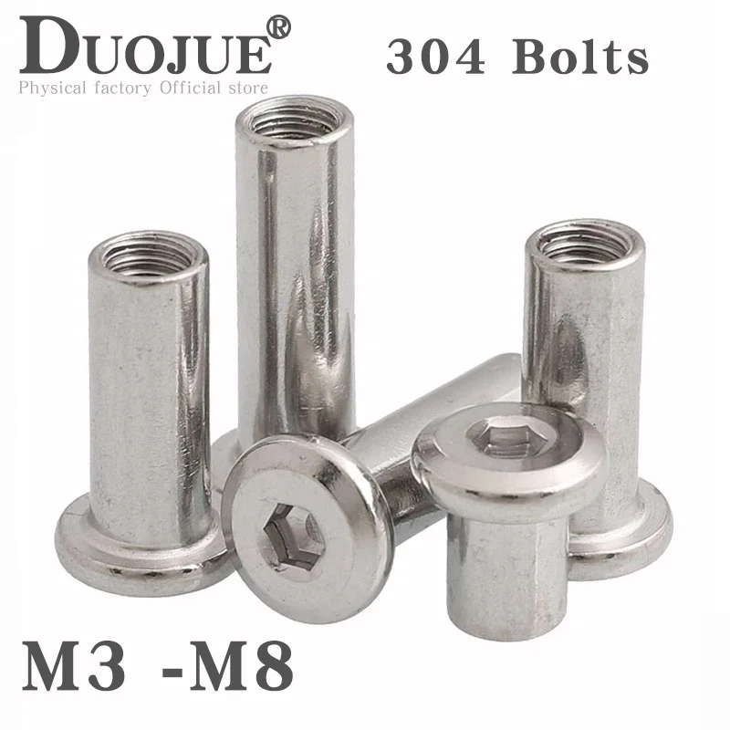 

1/10pcs M3 M4 M5 M6 304 Stainless Steel Large Flat Hex Hexagon Socket Head Furniture Rivet Connector Insert Joint Sleeve Cap Nut