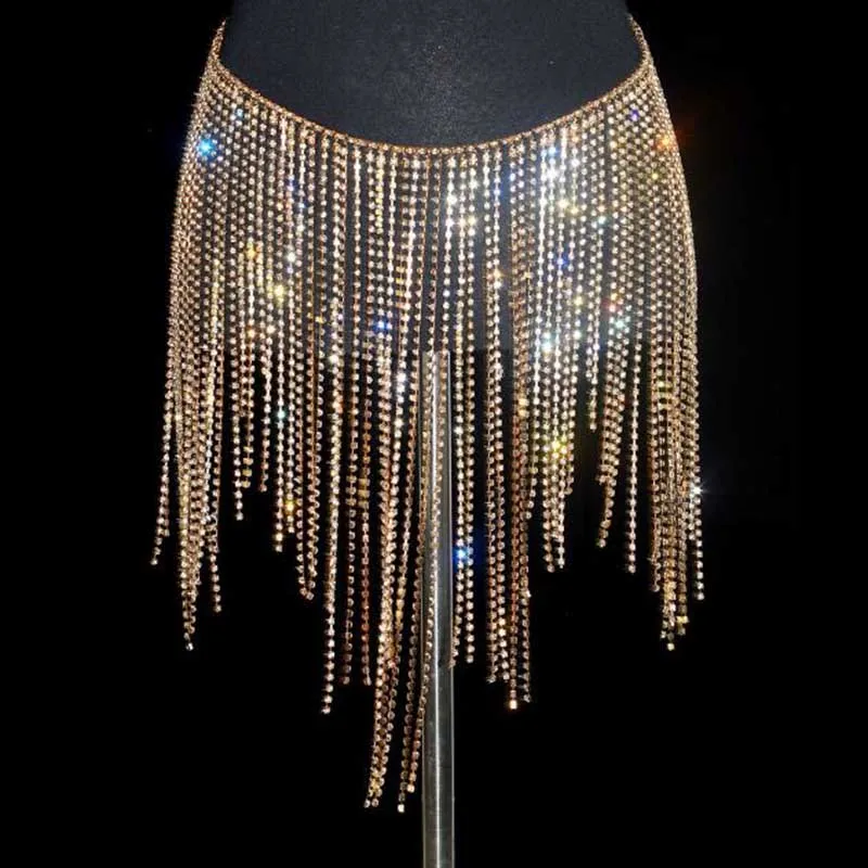 

Long Tassel Fringe Belt Gold Crystal Chain Wedding Bridal Belt Sexy Luxury Bling Rhinestone Belts Strap for Women Accessories