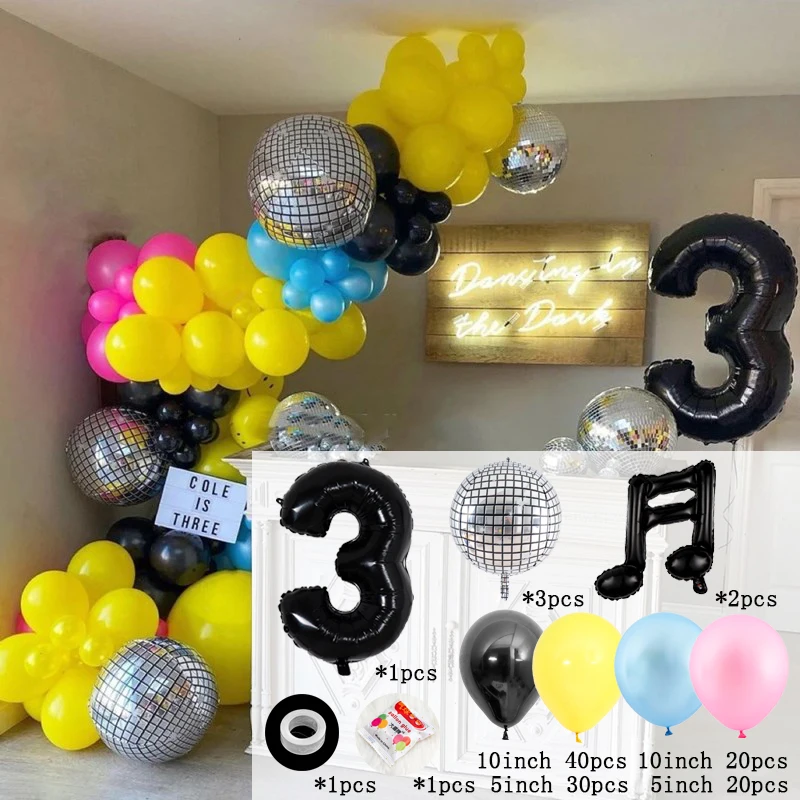 Музыкальный воздушный шар гирлянда арочный комплект для дискотеки желтый черный