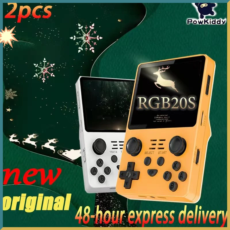 

2PCX POWKIDDY RGB20S New Handheld Game Console 3.5-Inch IPS Screen with 25000+ Games Retro Game Open Source System Console