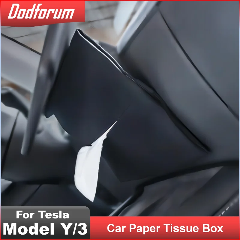 

Car Paper Tissue Box for Tesla Model 3 Model Y 2022 Interior Auto Accessories Storage Bag Hidden Behind Screen Napkin Flip Fur