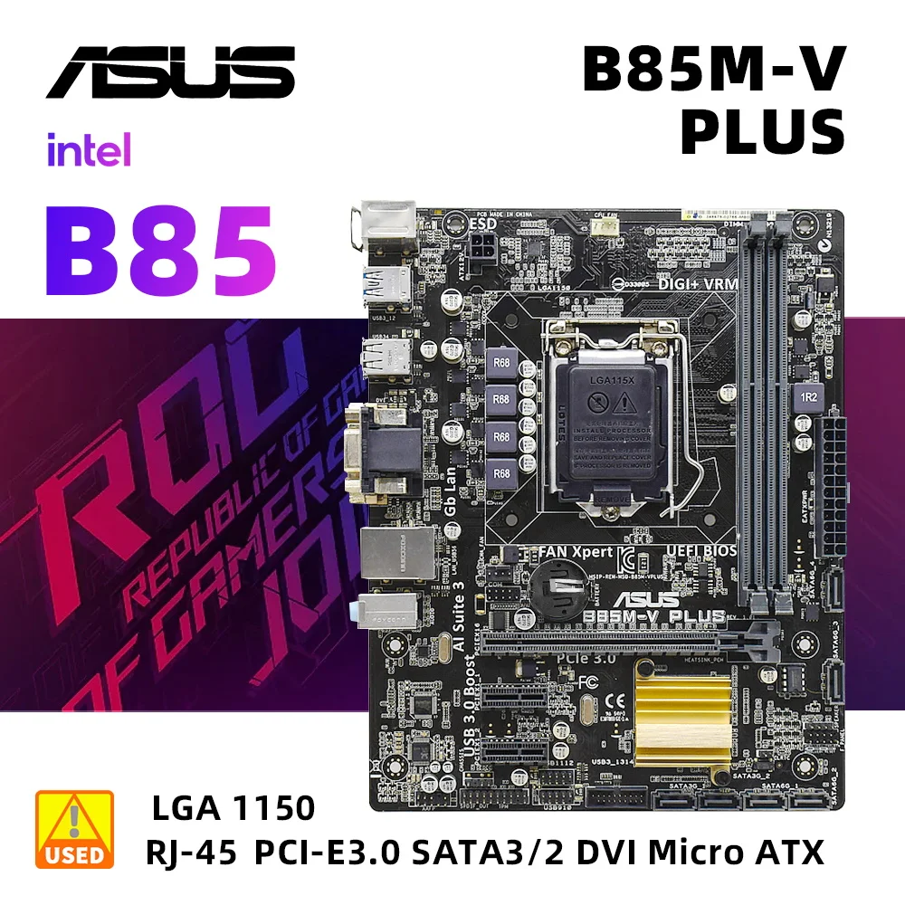 LGA 1150 материнская плата комплект ASUS B85M-V PLUS + i5 4690s Intel B85 DDR3 16 Гб разъем поддерживает процессор Intel 22 нм для Core i7 i5 i3