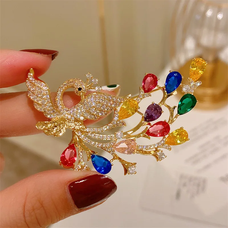 

Vintage Full Micro AAA Zirconia Plum Branches Bird Brooches for Women Fashion Animal Phoenix Brooch Temperament Coat Pin Jewelry