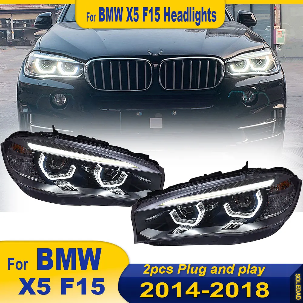 Автомобильные фары для BMW X5 F15 X6 F16 Светодиодные 2014 2015 2016 2017 2018 Лампа Drl Объектив