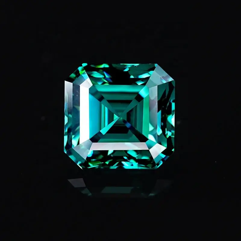 1ct 2ct 3ct Asscher Cut Dark Green Emerald Color Vvs Moissanite Loose Stones Square Shape DIY Jewelry Making Accessaries