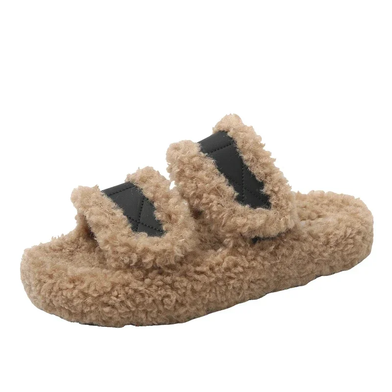 Осенне-зимние новые плюшевые женские тапочки модные домашние теплые туфли на