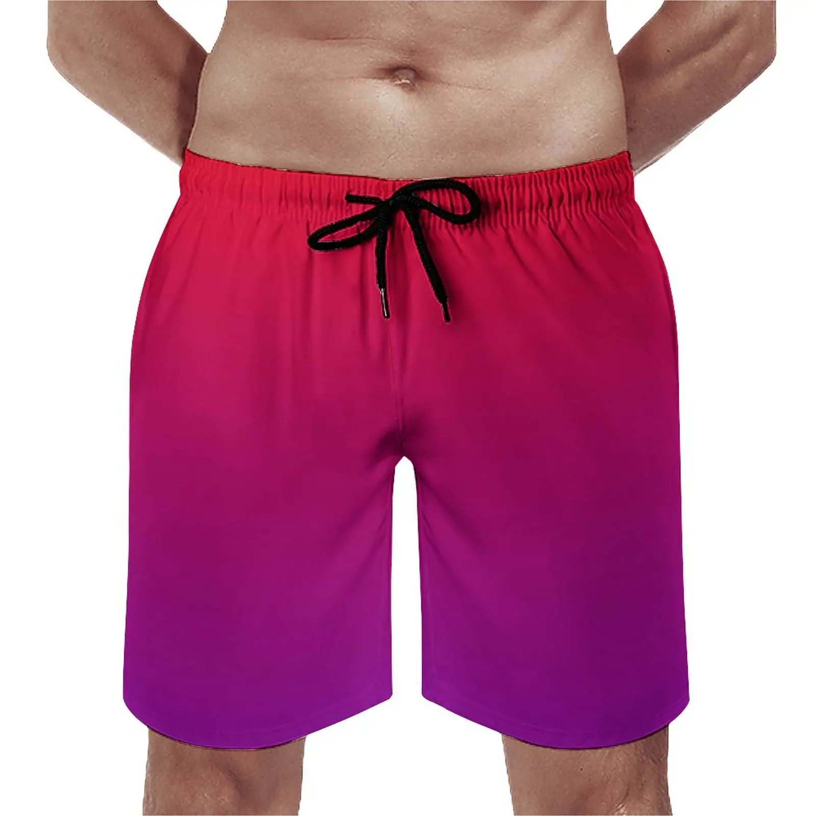 

Мужские пляжные шорты с принтом Омбре неоновых огней, минималистичные красные и фиолетовые градиентные плавки большого размера, качественные