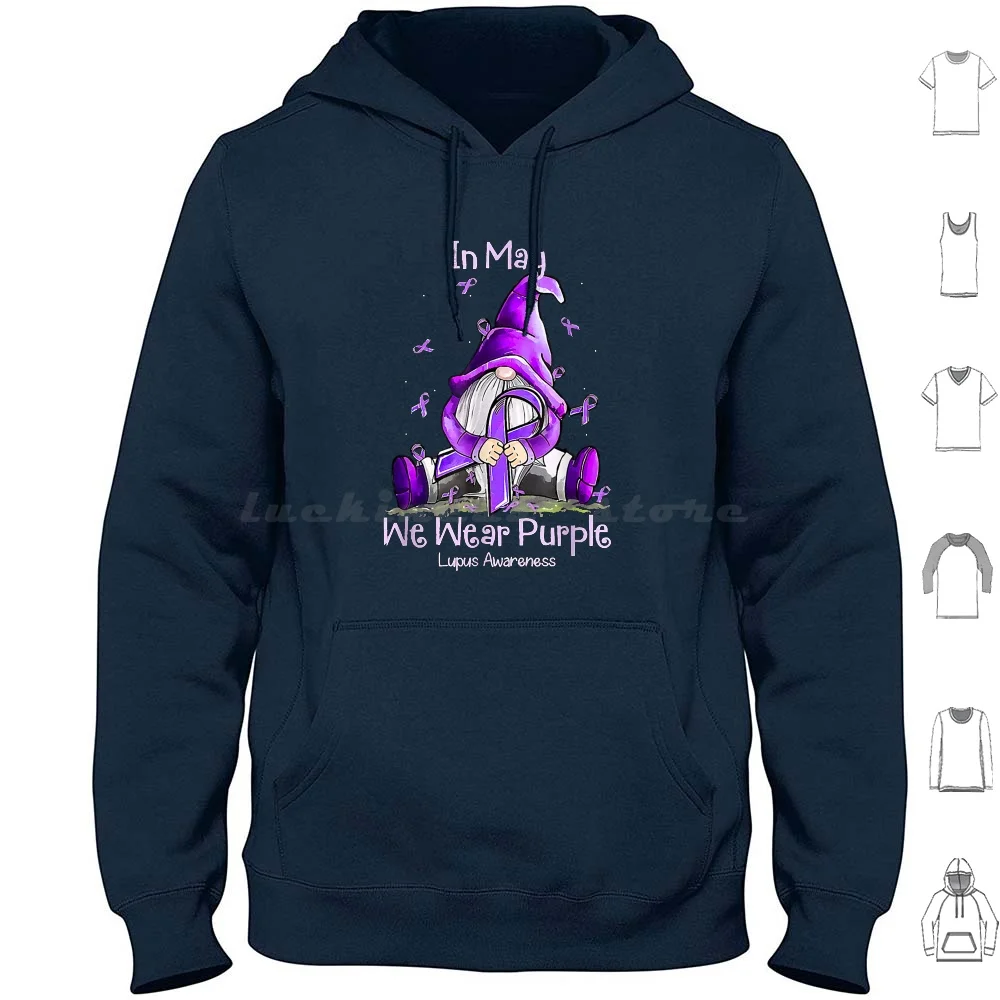 

Gnome Lupus Awareness Shirts In May We Wear Purple T-Shirt Hoodie cotton Long Sleeve Gnome Lupus Awareness In May We