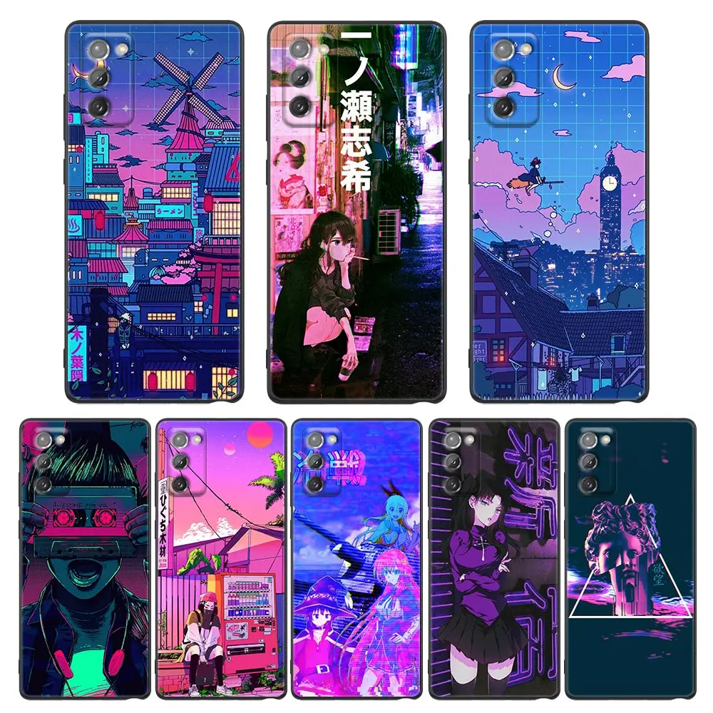 

Phone Case for Samsung Note 20 9 10 8 5G M11 M12 M30s M32 M21 M51 F41 F62 M11 Case Cover Japan Vaporwave Glitch Anime