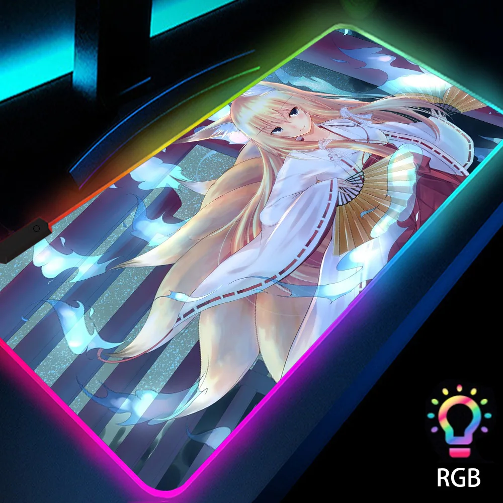 

Anime GirlCute Kawaii Computer Accessories XXL Deskmats 800x300 Pad with Its Print Mouse Pad with Backlight Mat Led Rubber Pads