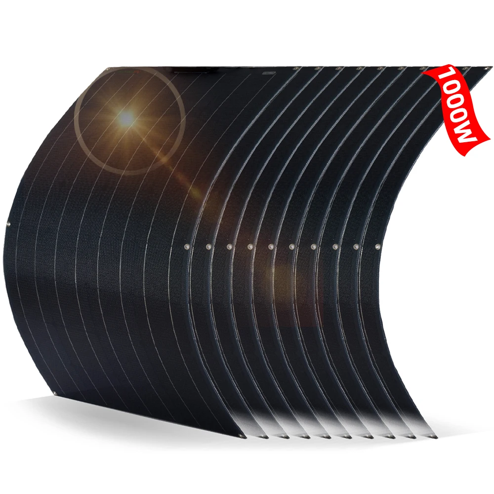 1000w  Flexible Solar panel Generator Kit 30° Bendable To Charge 12v Batteries/Power Station  Rv Camping Trailer