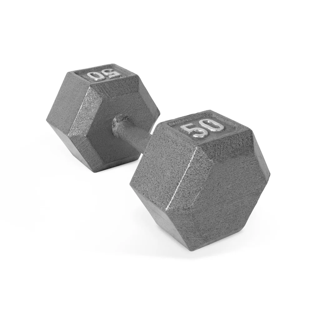 50lb Cast Iron Hex Dumbbell, Single  Dumbbell Set  Fitness  Weights  Weight Set for Gym