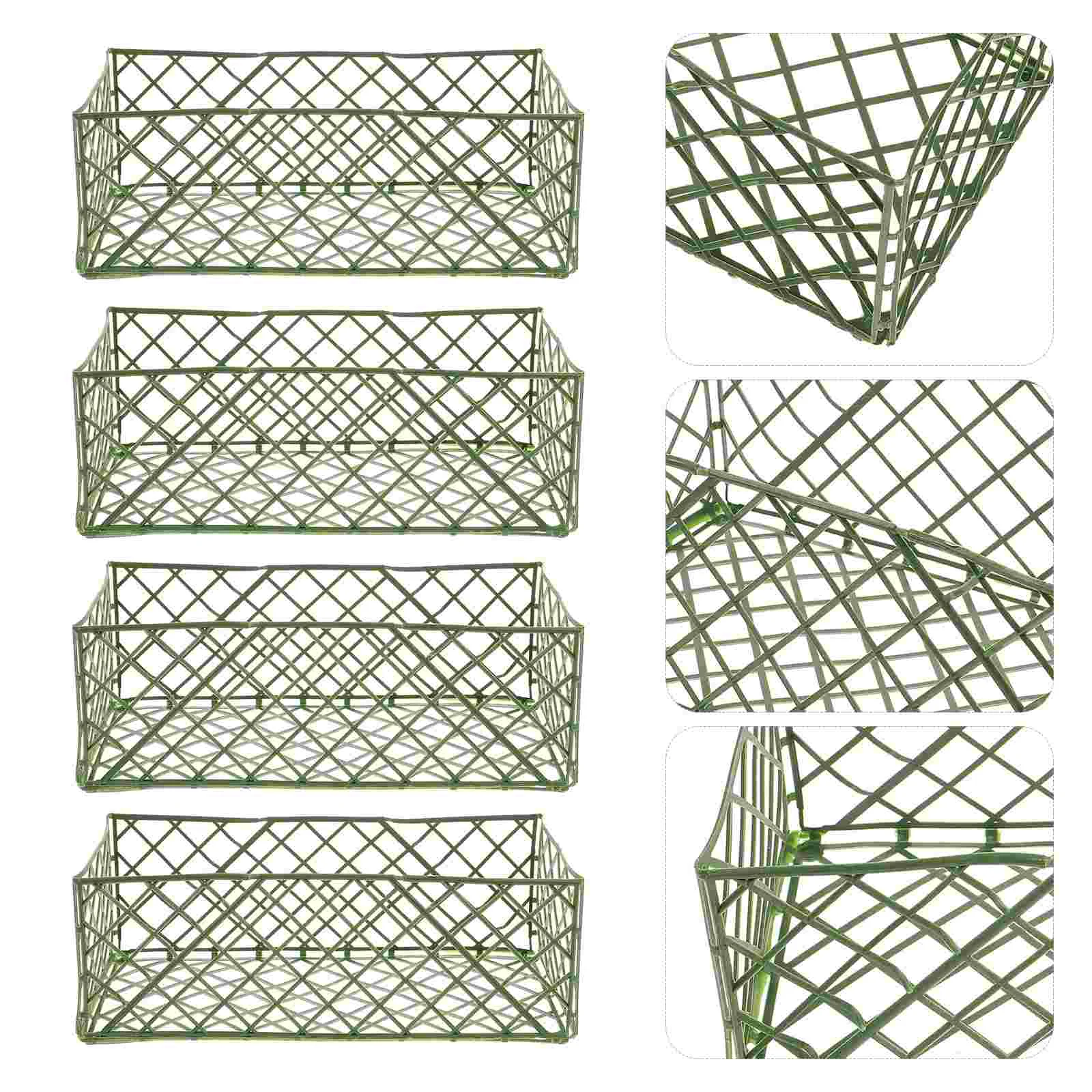 

10 Pcs Flower Mud Holder Basket Garland Table Grid Securing Frame Plastic Shop Supplies Floral Soil Fixer Bride Rectangle Vase