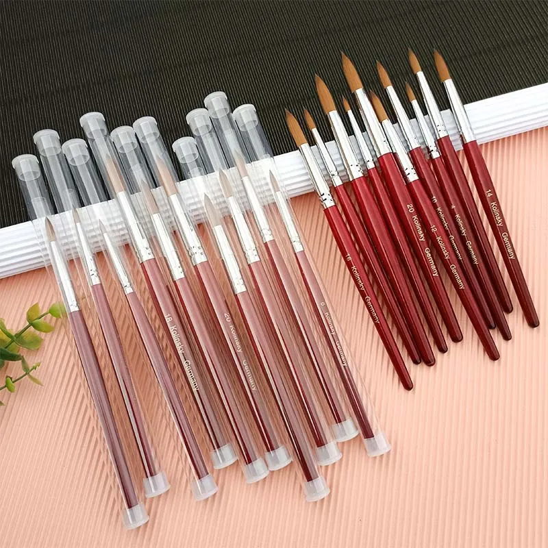 Kolinsky Acrylic Nail Brush 20%  Natural Hair Original Professional Supplier Wooden Handle ManicureArt Pen Accessories Tools Kit images - 6