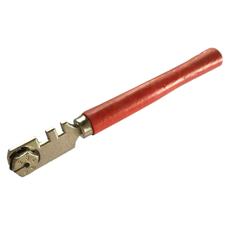 

Multifunctional Portable Six-wheel Glass Cutter High-strength Roller Mahogany Round Flat Handle Glass Craft Cutting Tool