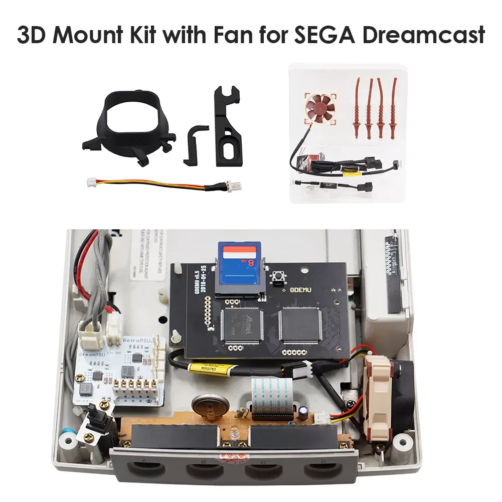 

3D Print Fan Mount Kit + NF-A4x10 5V Premium Fan for SEGA Dreamcast Console built for Noctua NF-A4x10 5V Fan