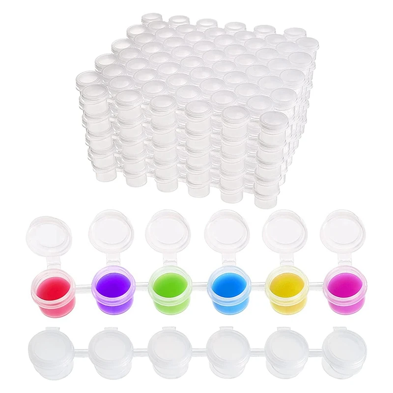 

150 Strips Paint Pots Strips,900 Pots 2Ml/0.07 Oz Empty Paint Cup Pots With Lids, For Classrooms Paintings Art Festivals