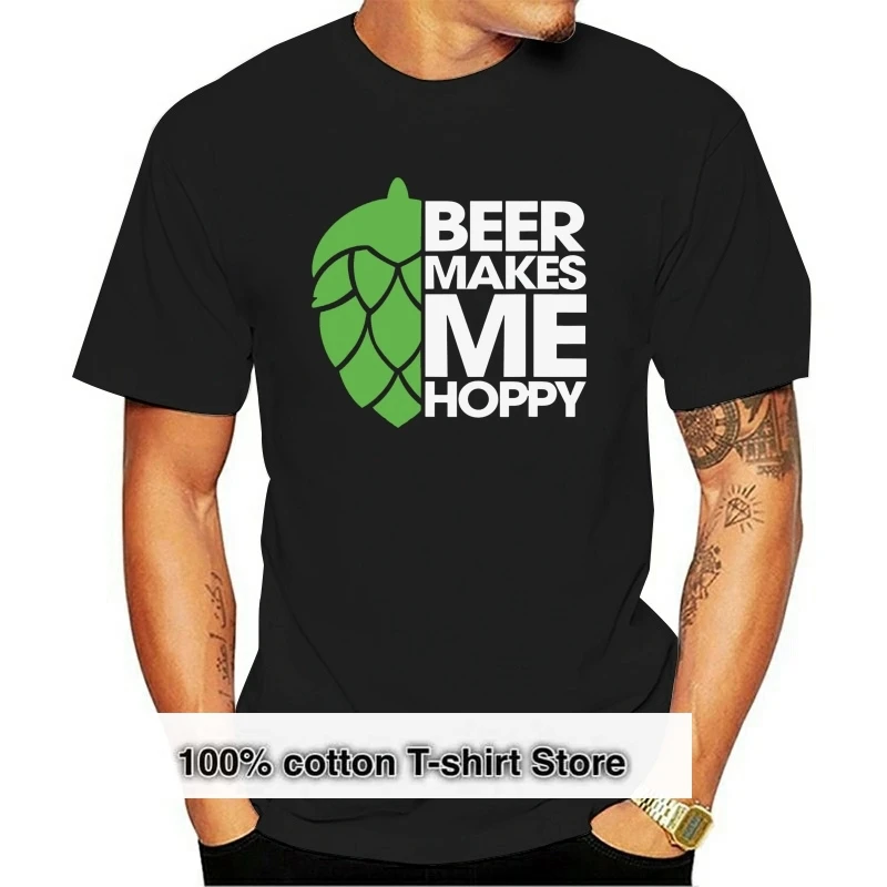 

Men T Shirt Beer Makes Me Hoppy Drinking T Shirt Bee Women T-Shirt