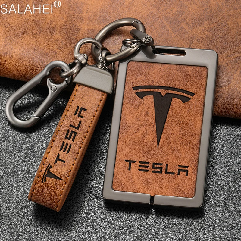 

Zinc Alloy Car Remote Key Case Cover Fob For Tesla Model 3 Y Keychain NFC Card Holder Key Card Protect Keychain Auto Accessories