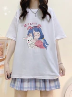 deeptown japanese anime t shirt kawaii two dimensional girl print short sleeve streetwear harajuku manga graphic tees women top