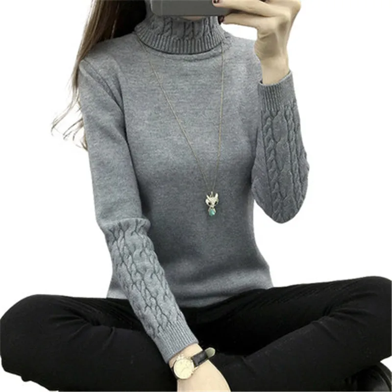 

Women Turtleneck Winter Sweater Women 2018 Long Sleeve Knitted Women Sweaters And Pullovers Female Jumper Tricot Tops