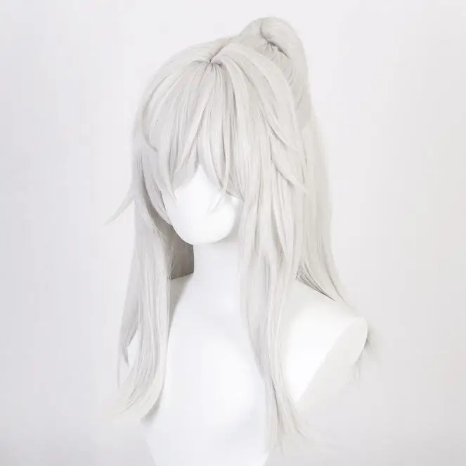 Парик для косплея игры Honkai: Star Rail Jing Yuan длинный серебристый белый термостойкий