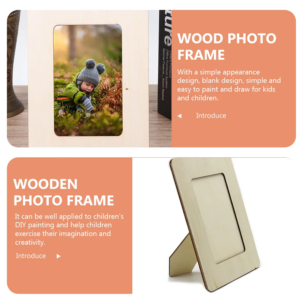 4 шт. DIY деревянная фоторамка пустые фоторамки для поделок детей настольный