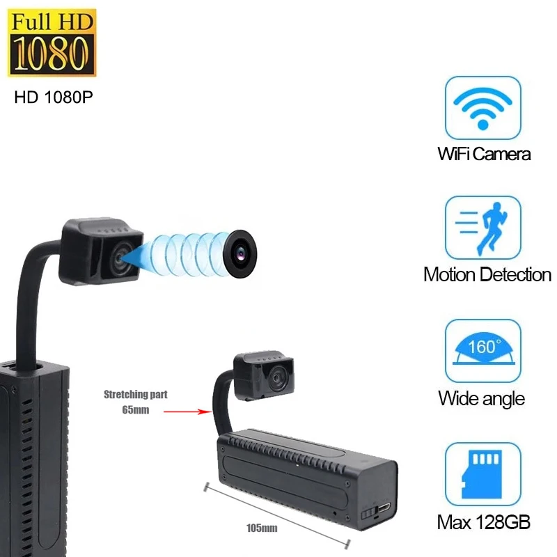 

ip cam P2P/AP 1080P Wireless Wifi Mini Camera Motion Detection Night Vision loop Surveillance Camcorder Suport TF Card