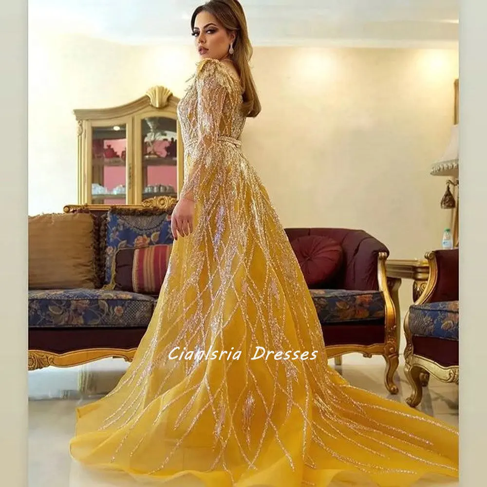 Женское вечернее платье-Русалка со съемным шлейфом и длинным рукавом | Свадьбы