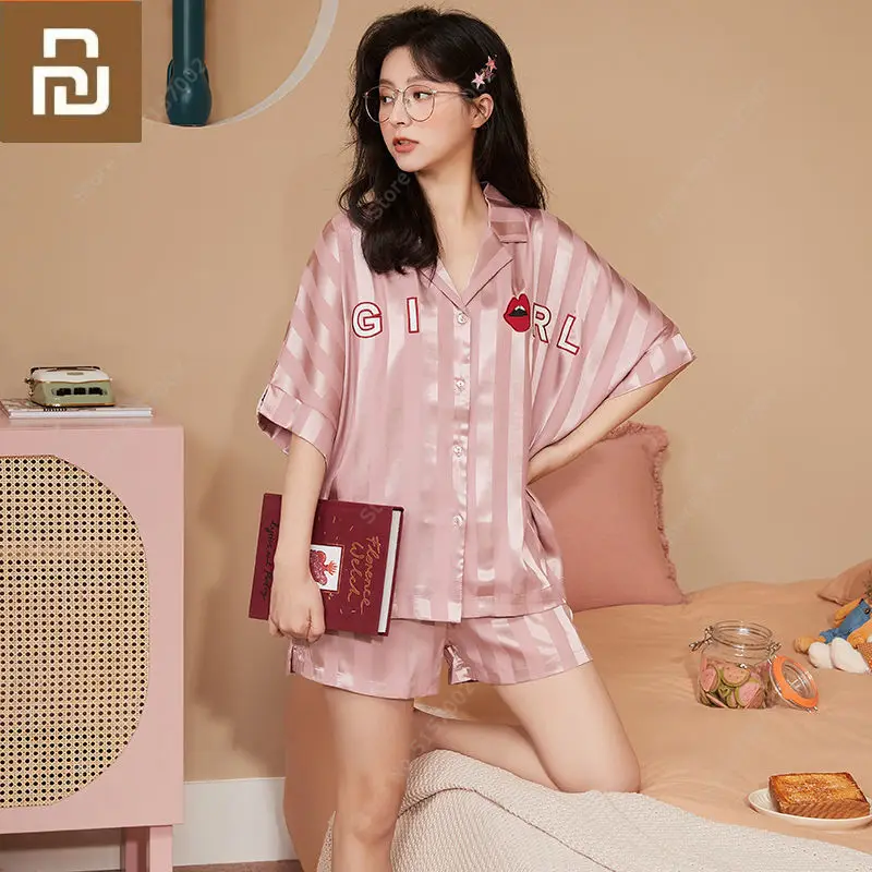 

Пижама женская Xiaomi, шелковая, большого размера, мягкая