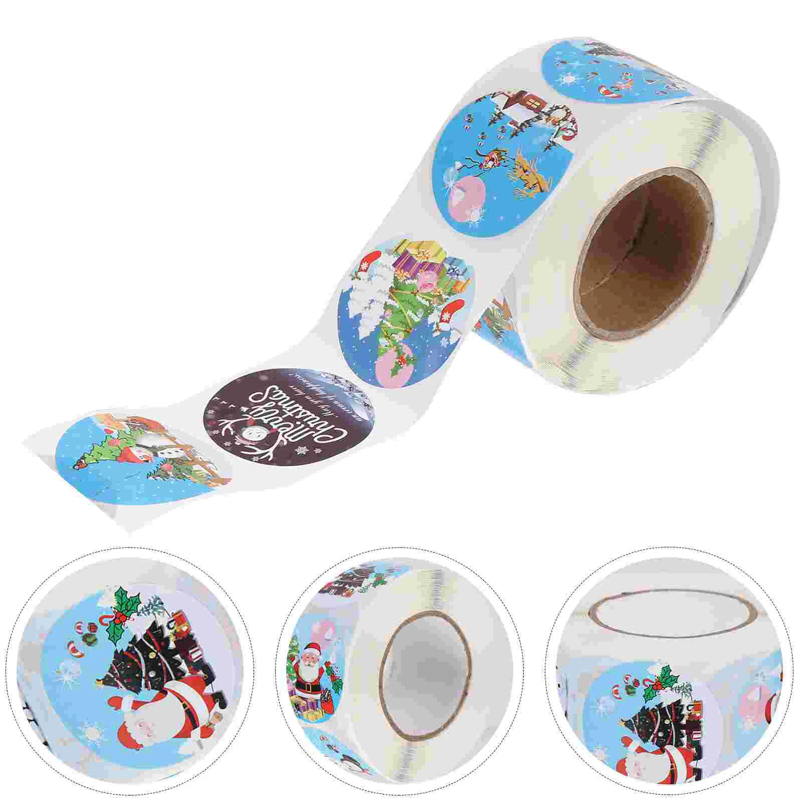 

Christmas Label Stickers Roll Roundadhesive Decorative Gift Self Labels Tag Sticker Seal Envelope Holiday Winter Wrapping