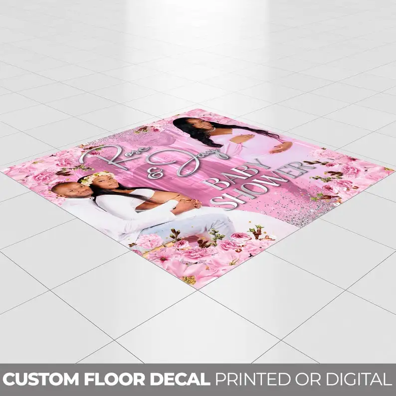 Напольная наклейка для детского душа напольная розового цвета с фотографией на