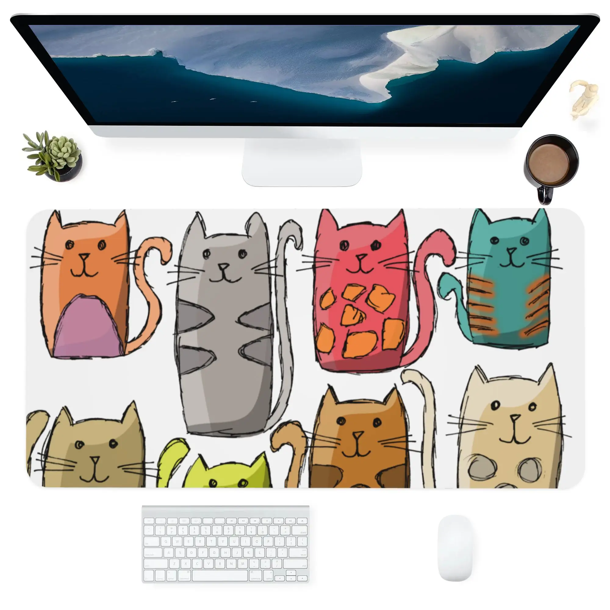 

Keyboard Computer Office Supplies Accessorie Mouse Pad Durable Personalized Large Desk Pads Mat Cute Kawaii Cartoon Animals Cat