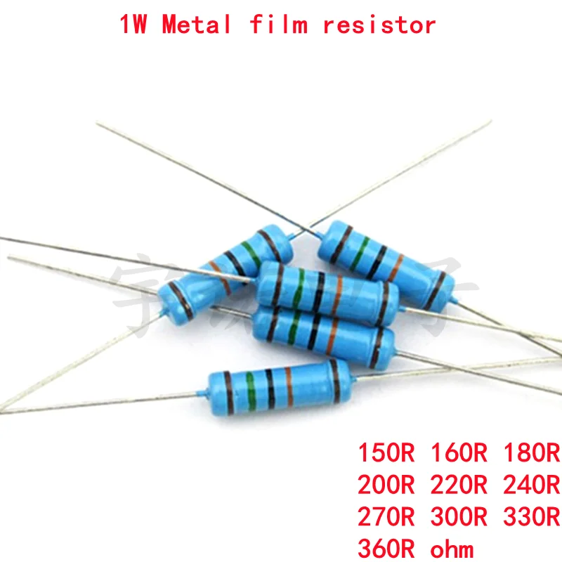20piece 1W Metal Film Resistor 1% New 150R 160R 180R 200R 220R 240R 270R 300R 330R 360R Ohm Accurate High Good Quality Ohms DIP