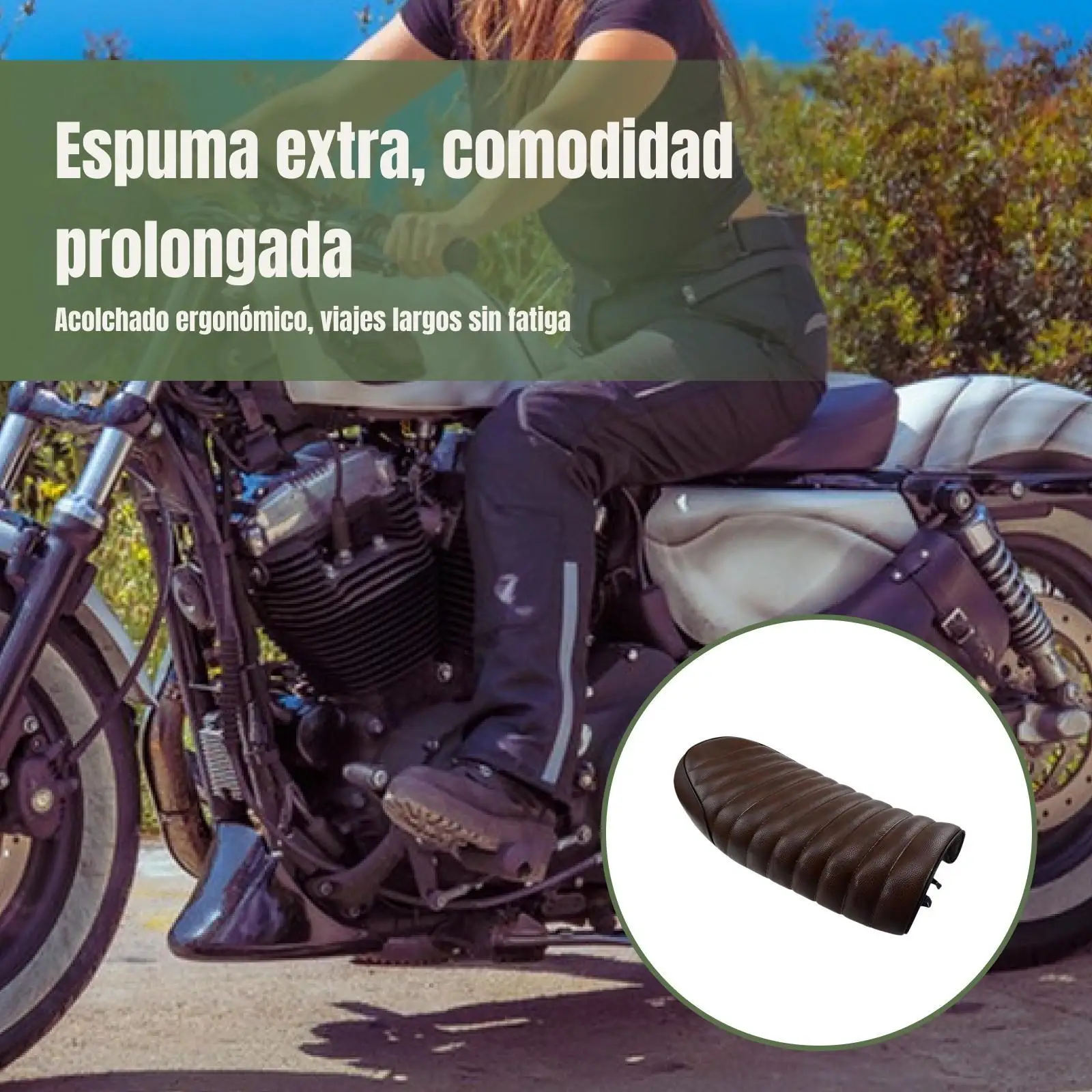 Фото Универсальное сиденье для мотоцикла Cafe Racer, ретро-стиль, коричневое, плоское, водонепроницаемое, замена для классических мотоциклов Kawasaki KZ №3