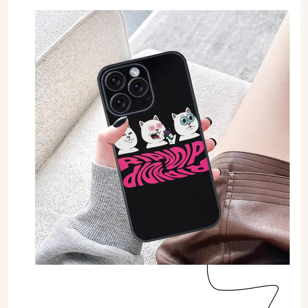 Funny R-RipndipS CAT Phone Case For iPhone 16 15 14 13 12 11 PRO MAX PLUS Mini TPU Soft to Skin-friendly case