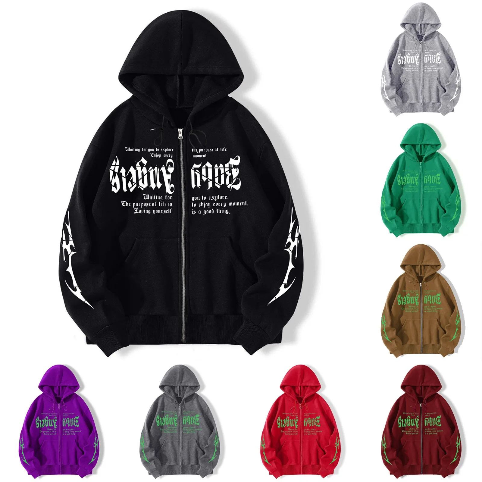 

Women Fashion Letter Print Loose Hoodies Style Oversized Gothic Hip Hop Long Sleeve Sweatshirts Lightweight Womens Sweatshirt